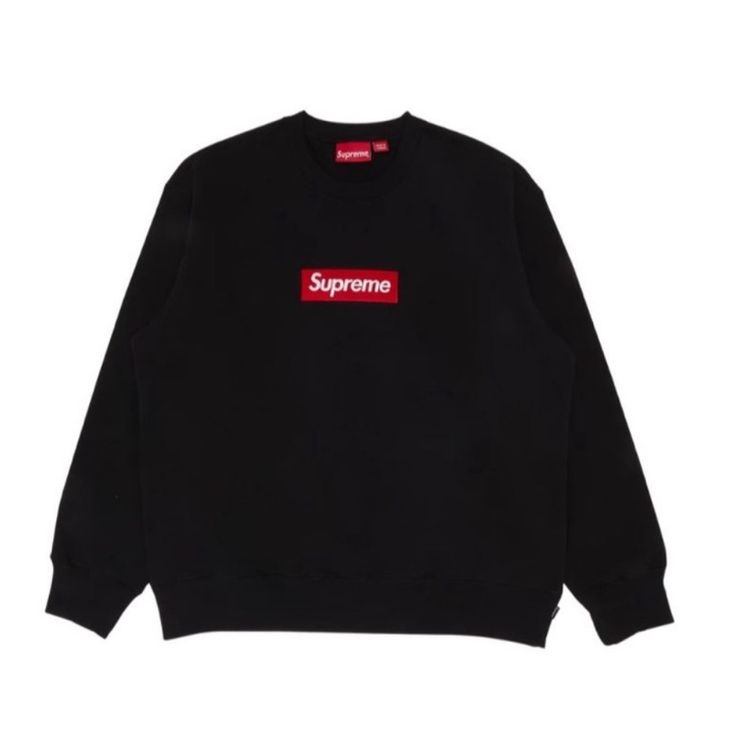 Brand New Size Medium Box Logo Black Cotton Sweatshirt With Band Logo, Urban Black Logo Sweatshirt, Supreme Sweater, Supreme Box Logo Hoodie, Supreme Brand, Supreme Tee Shirt, Supreme Sweatshirt, Supreme Clothing, Supreme Box Logo