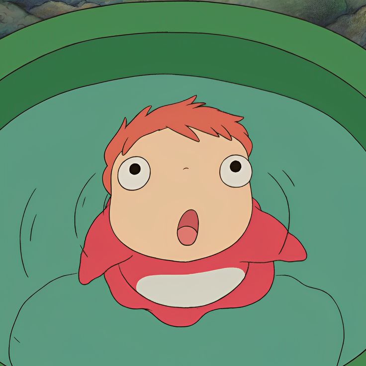 an animated image of a boy in a pool with his mouth open and tongue out