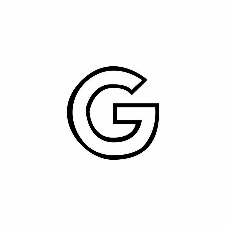 a black and white logo with the letter g