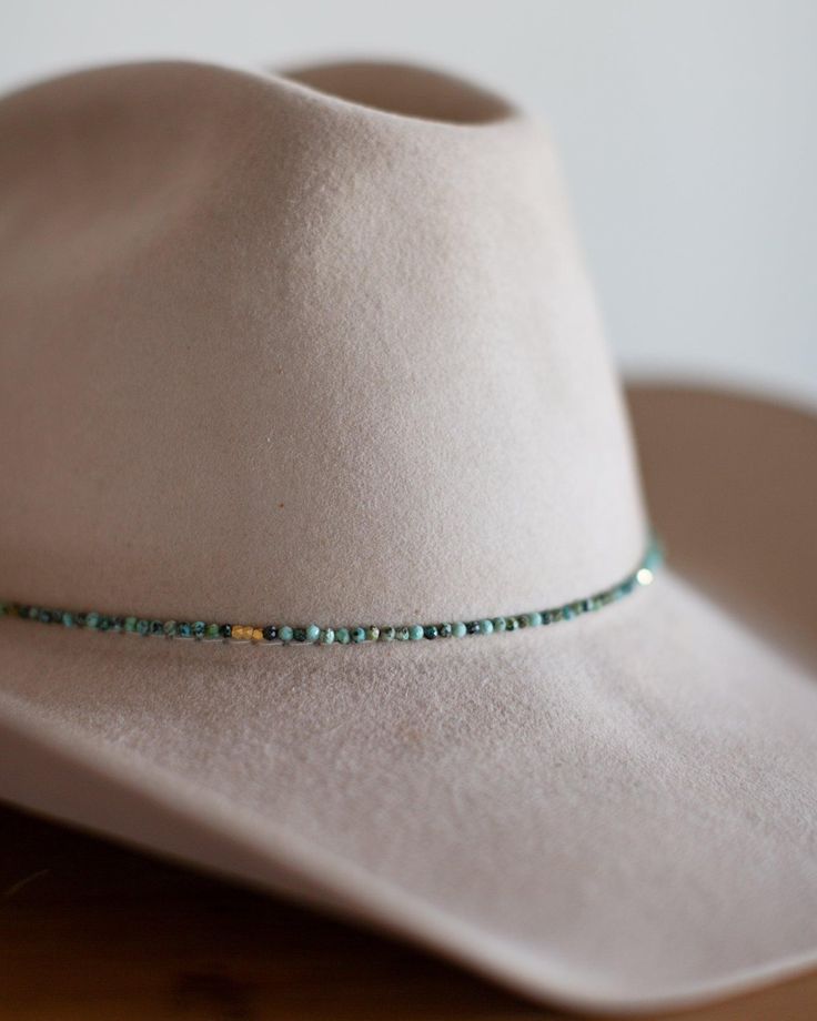 CROSSBOW PETITE BEADED HAT BAND - Crossbow Western Style Adjustable Beaded Jewelry, Adjustable Southwestern Turquoise Hat Bands, Turquoise Beaded Bohemian Hat, Bohemian Beaded Turquoise Hat, Adjustable Beaded Fedora Hat Band, Southwestern Beaded Turquoise Hat Bands, Adjustable Turquoise Hat Bands For Festivals, Turquoise Beaded Western Hat, Adjustable Turquoise Hat Bands For Country Events