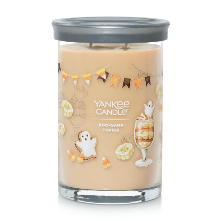 yankee candle boo - naa toffee with ghost and pumpkins on it