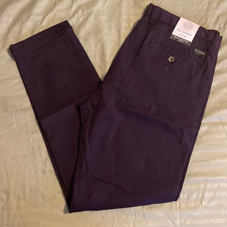 Ben Sherman Pants From 2018 Collection Purple Cotton Bottoms With Belt Loops, Fitted Purple Bottoms With Belt Loops, Purple Relaxed Fit Straight Bottoms, Purple Cotton Bottoms With Side Pockets, Purple Cotton Bottoms For Fall, Purple Relaxed Fit High-waisted Pants, Fitted Purple Tapered Leg Bottoms, Purple High-waisted Pants For Workwear, Purple Cotton Straight Pants