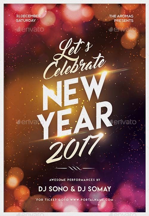 a new year party flyer template