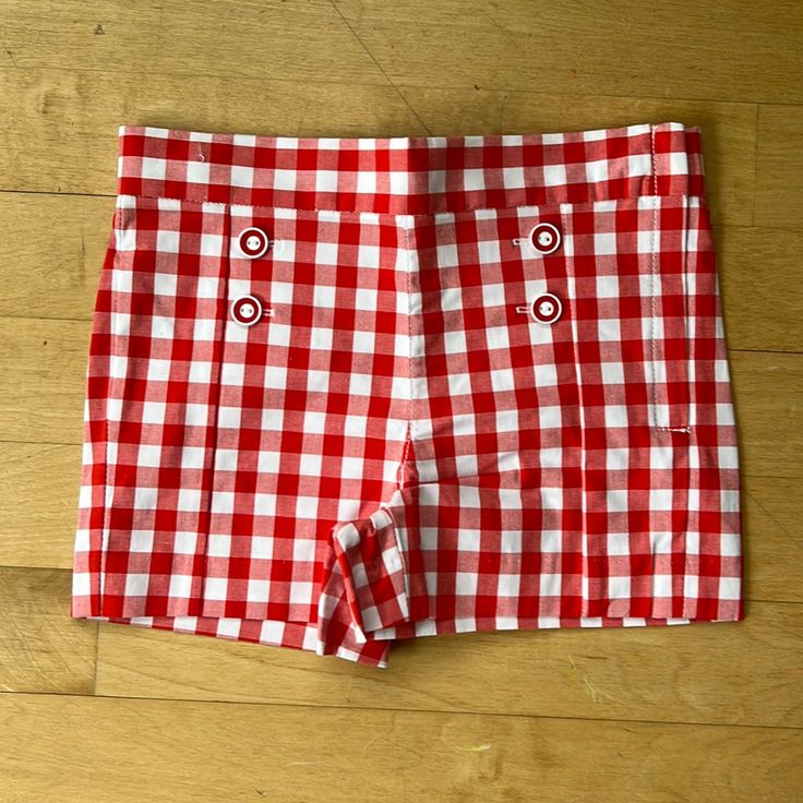 Nwt. Non-Smoking Home. Stretchy Cotton. Cute White School Bottoms, Cute Short Red Bottoms, Cute Short-length Red Bottoms, Playful Short Bottoms For School, Playful Fitted Bottoms For School, Retro School Bottoms For Spring, Cute Red Shorts For Spring, Cute Red Spring Shorts, Cute Summer Shorts For School