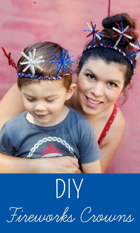 DIY Fireworks Crowns - Inner Child Fun Diy Fourth Of July Shirt, Diy Fireworks, Fireworks Craft, Timmy Time, Baby New Year, 4th Of July Crafts, Diy Crown, 4th Of July Ideas, Fourth Of July Shirts