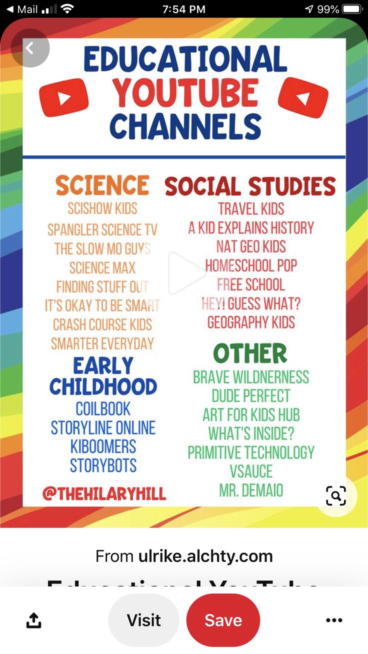 a poster with the words educational youtube channels on it and an image of a rainbow background