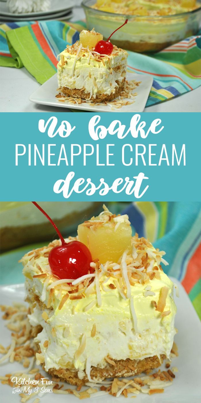 no bake pineapple dream dessert on a plate