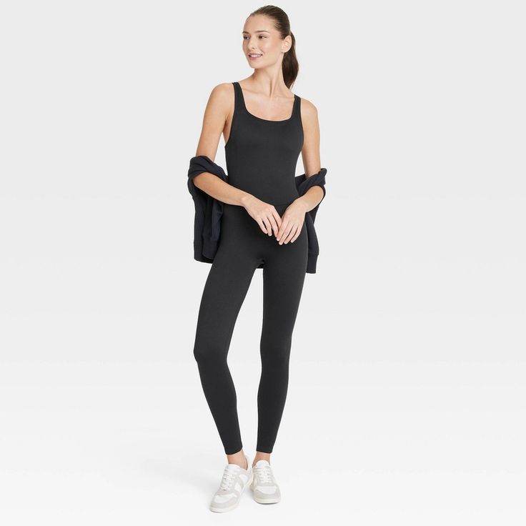 Why we're ALL IN: Seamless bodysuit in a solid color is designed for a variety of workouts and active days. Moisture-wicking fabric with spandex helps keep you feeling cool and dry and moving comfortably. Built-in shelf bra provides added support. Removable straps let you customize the look and feel. All in Motion™: Inspiring the potential in every body. Seamless Compression Bodysuit For Training, Compressive Bodysuit For Training, Breathable Fitted Sleeveless Bodysuit, Seamless Bodysuit For Training, Compression Nylon Bodysuit For Training, Nylon Compression Bodysuit For Training, Black Stretch Bodysuit For Sportswear, Black Stretch Leotard For Gym, Black Athleisure Leotard For Gym