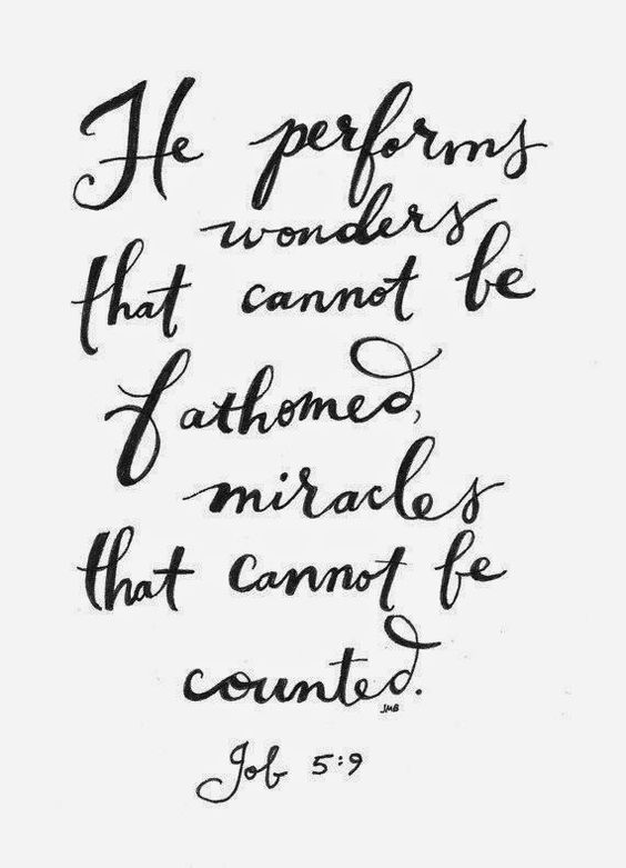 a handwritten bible verse with the words he performs wonders that cannot't be at home