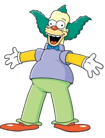 a cartoon character with green hair and clown makeup