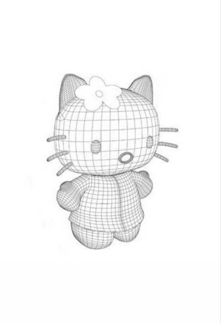 a drawing of a hello kitty with a bow on it's head and eyes