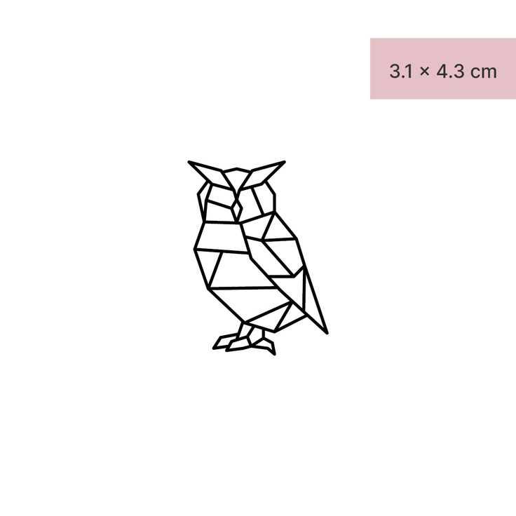 an owl made out of geometric shapes on a white background with the measurements for each piece