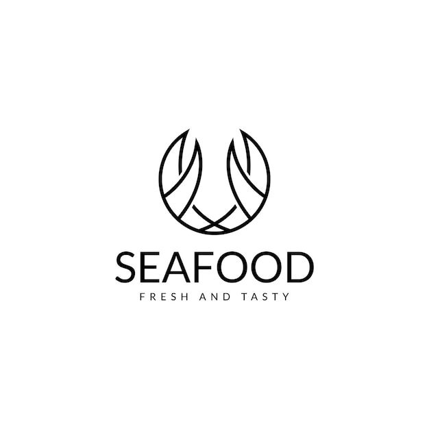 the seafood logo is black and white with an oval shape on it's side