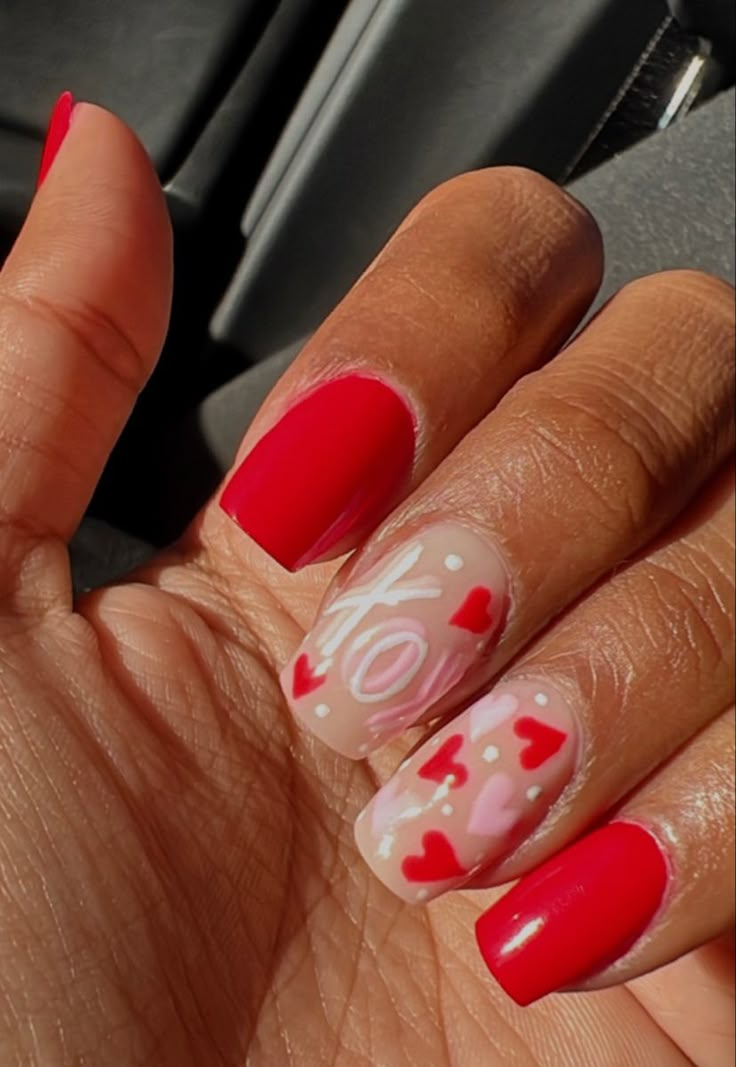 Valentine nails xoxo hearts Short Valentines Nails Simple, Kids Valentine Nails, Valentine Nails For Kids, Valentines Day Nails No French Tip, Xo Valentine Nails, Trendy Valentines Day Nails 2024, Kids Valentines Nails, Valentine’s Day Nails On Natural Nails, Xo Nails Valentines Day