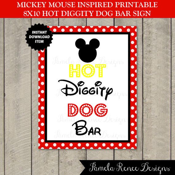 mickey mouse inspired printable hot digip dog bar sign