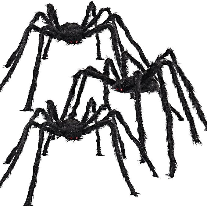 JOYIN 3 Pack 5ft Halloween Realistic Hairy Spiders, 63'' Halloween Outdoor Decorations Scary Spiders with Giant Size for Indoor and Outdoor Decorations Giant Spiders, Amazon Halloween, Halloween Blow Ups, Office Halloween, Halloween Spider Decorations, Spiders Scary, Spider Decorations, Creepy Spider, Haunted House Props