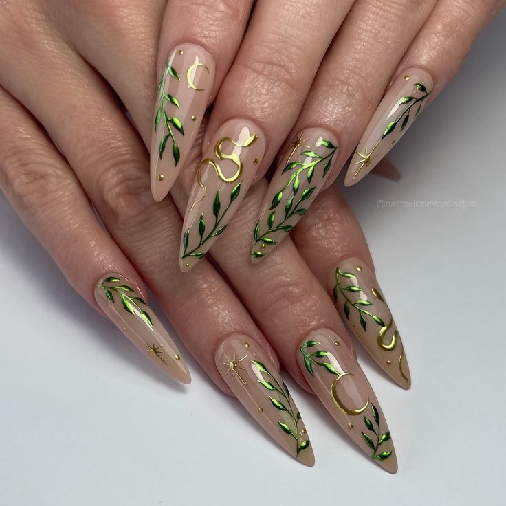 All posts • Instagram Chrome With Nail Art, Chrome Leaf Nails, Easy Chrome Nail Art, Gel X Stiletto Nails, Isolated Chrome Nails, Unique Spring Nails, Australia Nails, Celestial Nail Designs, Isolated Chrome