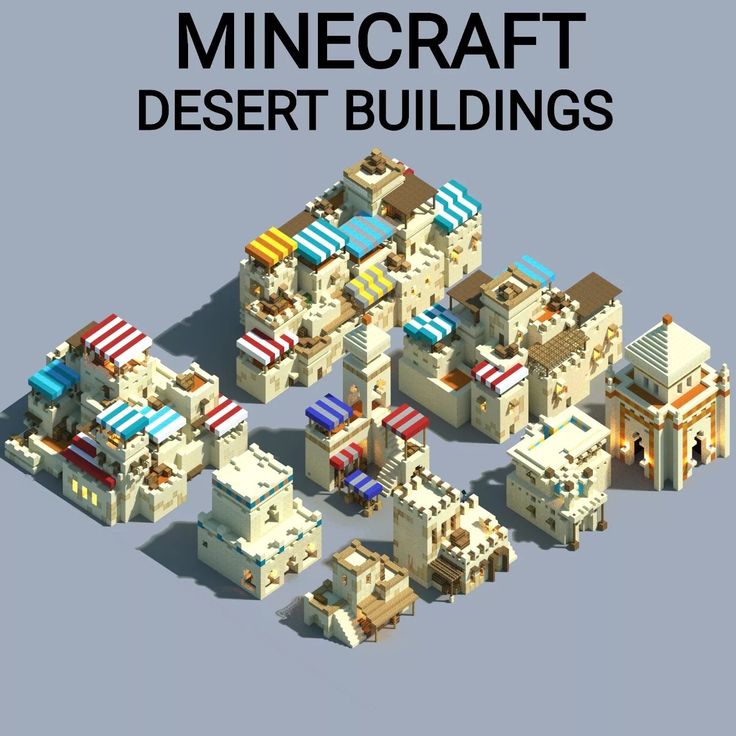 an image of some buildings that are made out of legos and blocks with the words minecraft desert buildings on them