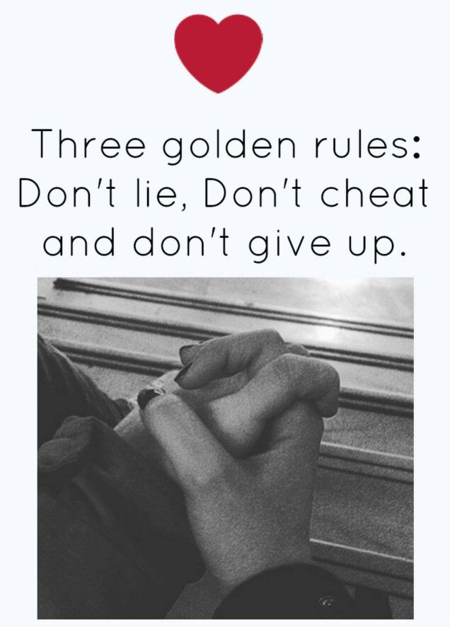 someone holding their hand in front of a sign that says, three golden rules don't lie, don't chat and don't give up