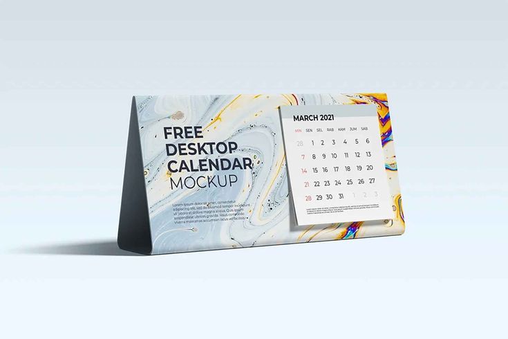 a desk calendar with a free desktop calendar mockup on the front and back side