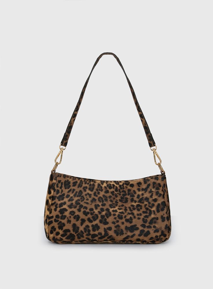 Shoulder bag  Leopard print, one removable single strap, gold-toned zip closure, one main compartment with internal pockets, flat base 60% pU 40% polyester  L 25cm x H 34.5cm x D 12cm / L 9.8" x W 13.5" x D 4.7" Leopard Purse, Everyday Purse, College Kids, Printed Purse, Mini Purse, Gift List, Printed Bags, Shoulder Purse, Leopard Print