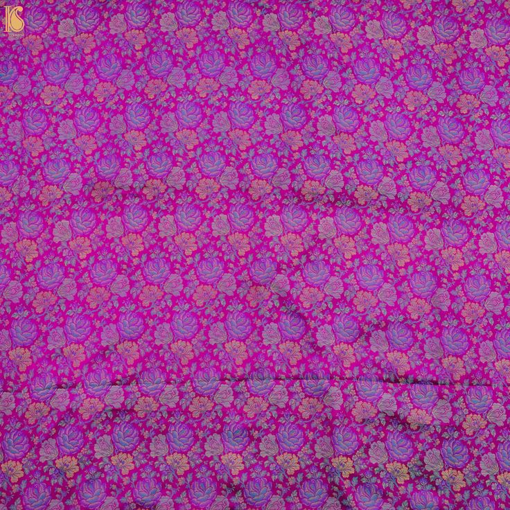 a pink and purple floral print fabric