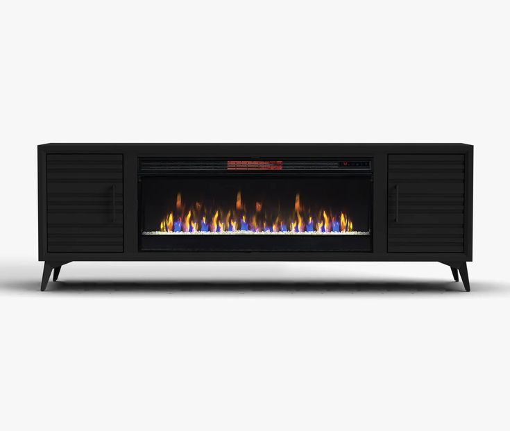 an electric fireplace with multi colored flames