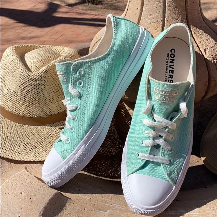 Pastel Mint Green Colored Sneakers. “ Life’s Too Short To Waste “ Theme From Converse. Brand New . Never Been Worn. Great Color For Spring Or Summer .Bs7h49 The Box Does Not Have A Lid. Everyday Low-top Sneakers For Summer, Summer Everyday Low-top Sneakers, Everyday Summer Low-top Sneakers, Converse Sneakers For Sports In Summer, Summer Converse Canvas Shoes With Vulcanized Sole, Converse Sneakers With Vulcanized Sole For Summer, Converse Sporty Canvas Shoes For Summer, Casual Converse Canvas Shoes For Spring, Casual Converse Canvas Shoes For Summer