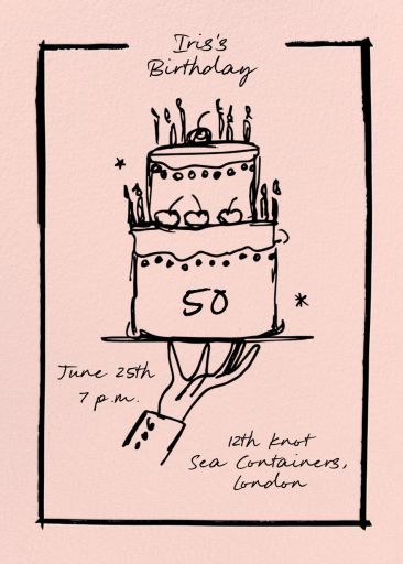 a drawing of a birthday cake with candles on it's top and the words, 50th