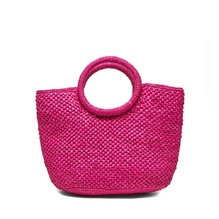 Braided Crochet Shopping Bag, Shopping Crochet Bag With Round Handle, Crochet Shopping Bag With Round Handle, Shopping Crochet Bag With Woven Round Handle, Pink Handwoven Straw Bag For Shopping, Pink Woven Straw Bag For Everyday, Everyday Pink Handwoven Straw Bag, Pink Straw Shopping Bag, Casual Pink Crochet Beach Bag