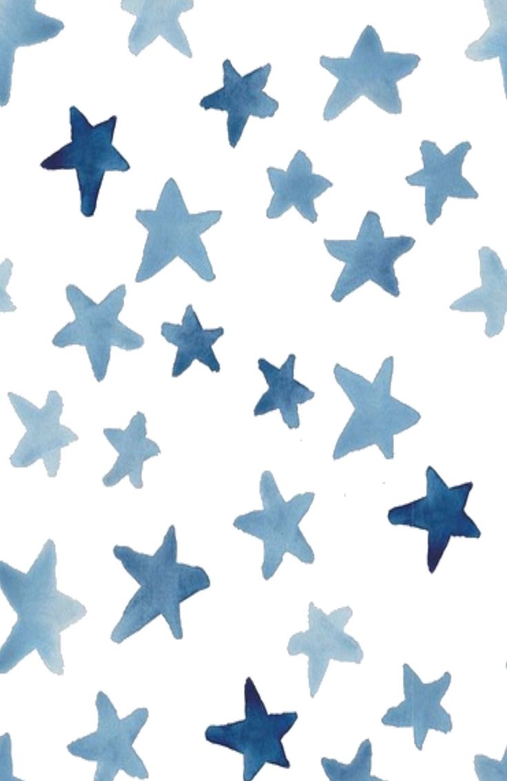 blue watercolor stars on white background