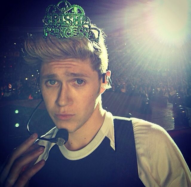 a man with a crown on his head in front of an audience at a concert