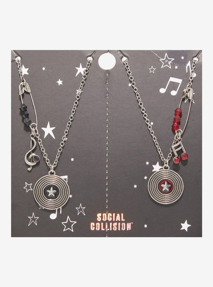 three necklaces with music notes and musical symbols on them