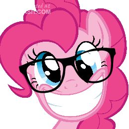 the pinkie is wearing glasses and smiling