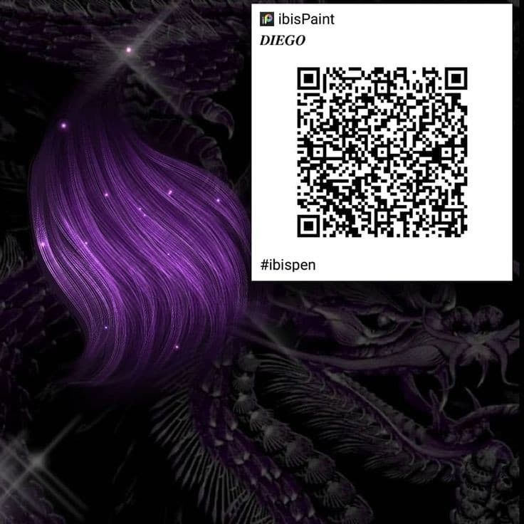 an image of a purple hair on a black background with the qr code visible