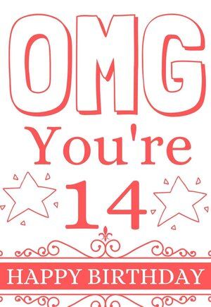 a red and white birthday card with the words omg you're 12 happy birthday