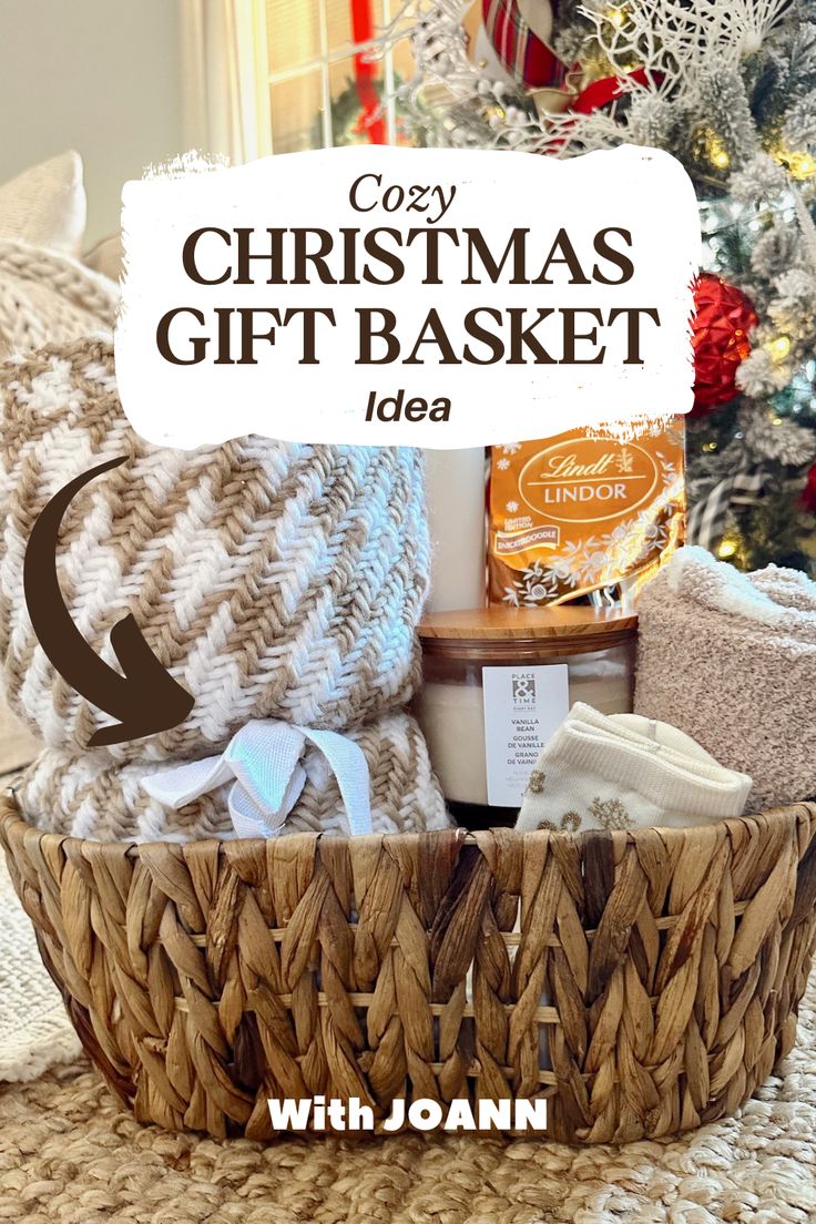 the cozy christmas gift basket idea with joann