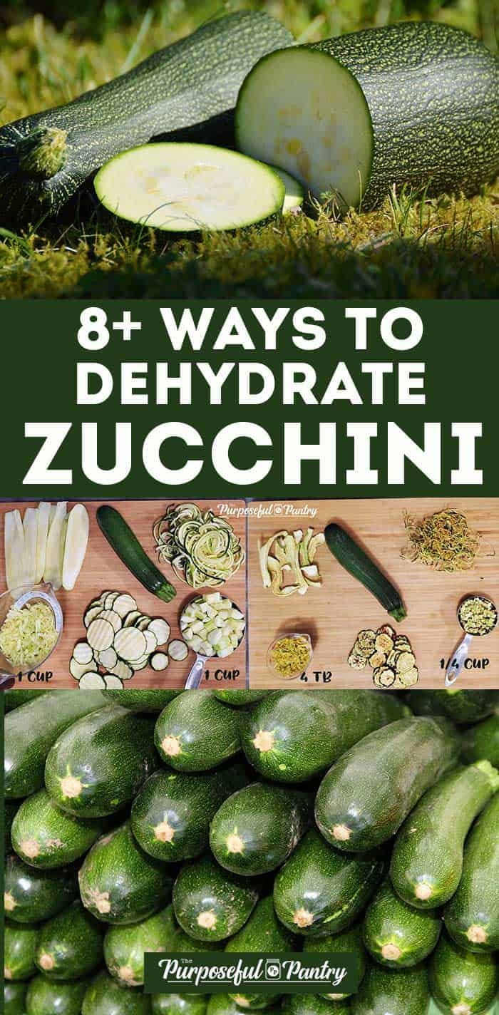 an image of zucchini with the title 8 ways to dehydraate zucchini