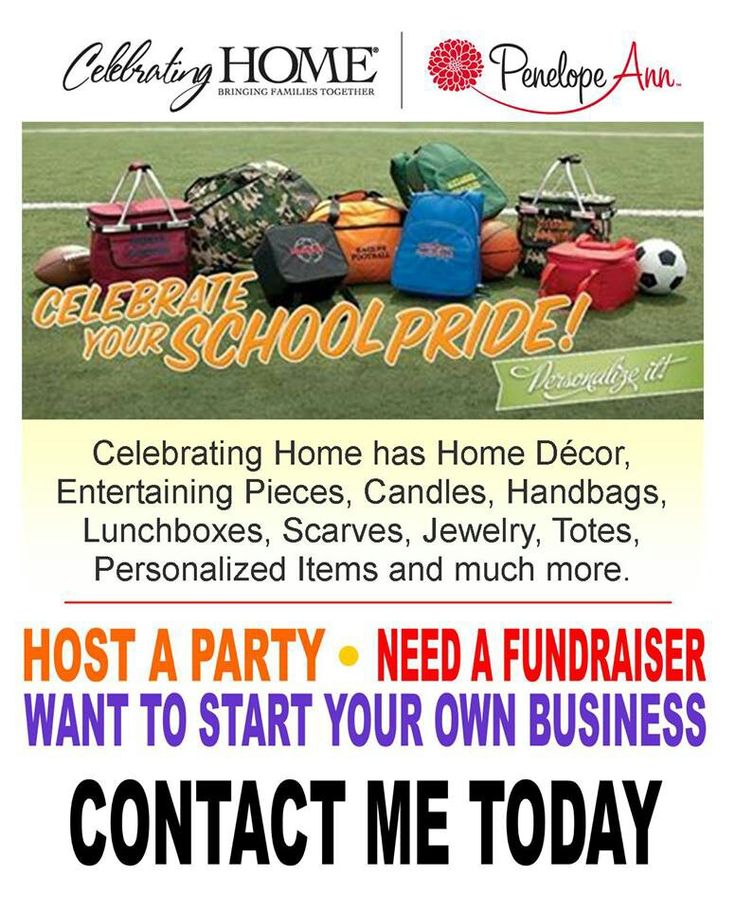 a flyer for a school party with bags and backpacks on the grass, in front of a soccer field