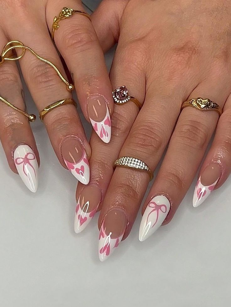 Nail Inspo Almond Pink, Pink Long Almond Nails, Birthday Summer Nails, Cute Nails Almond Shape, Ongles Rose Pastel, Groovy Nails, Aura Nail, Cherry Blossom Nails Art, Blossom Nails