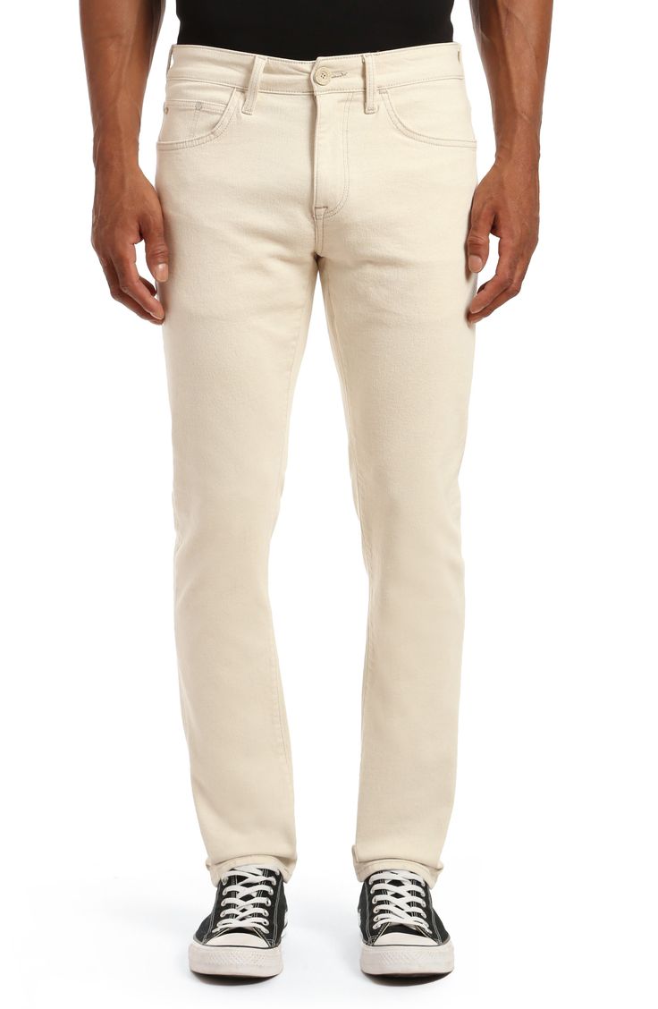 Made with cotton that naturally grows in an off-white hue, these modern jeans feature a slim fit and minimal stretch for an authentic denim look. 14" leg opening; 11" front rise; 15" back rise Zip fly with button closure Five-pocket style 62% cotton, 26% lyocell, 11% recycled lyocell, 1% elastane Machine wash, dry flat Made in Turkey Ecru Denim, Modern Jeans, Slim Fit Jeans, Fit Jeans, Slim Fit, Nordstrom, Off White, White