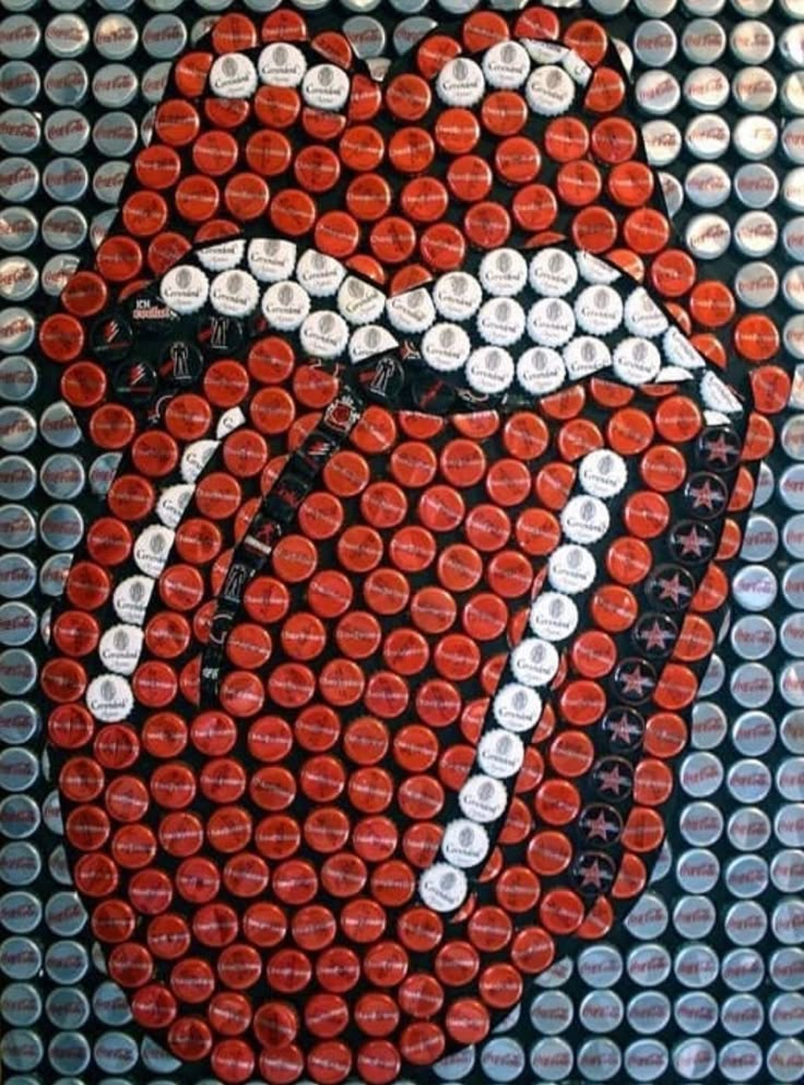 the rolling stones bottle cap art