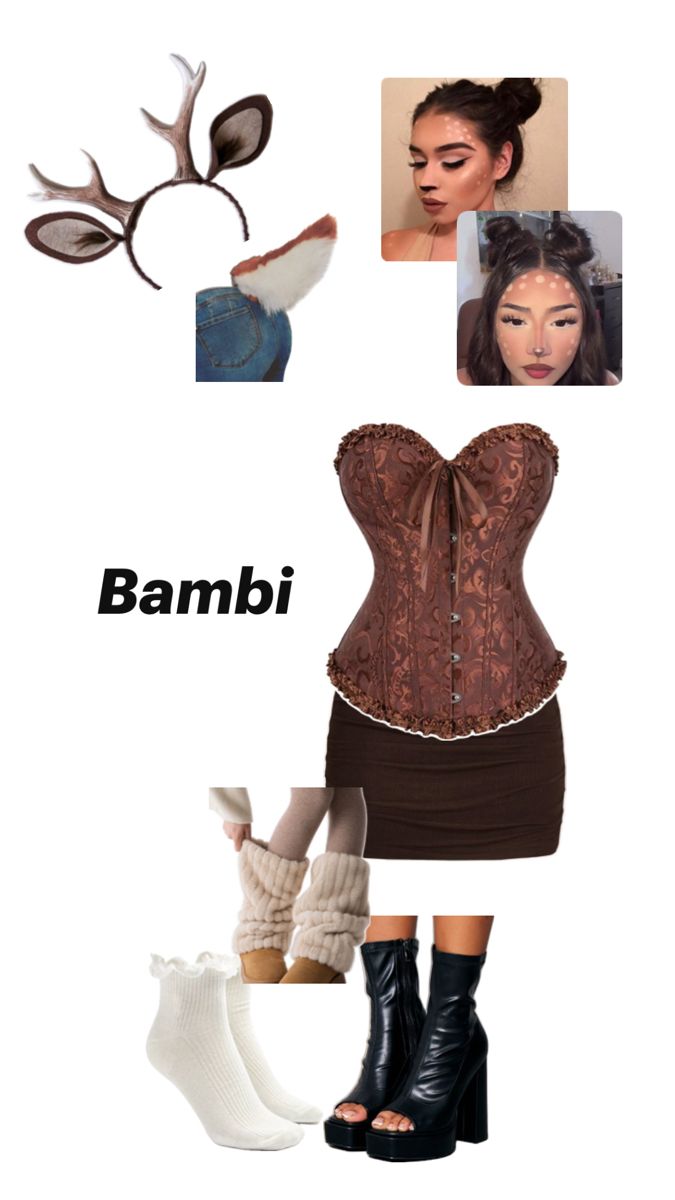 an image of a woman wearing a corset and boots with the words banbi above her