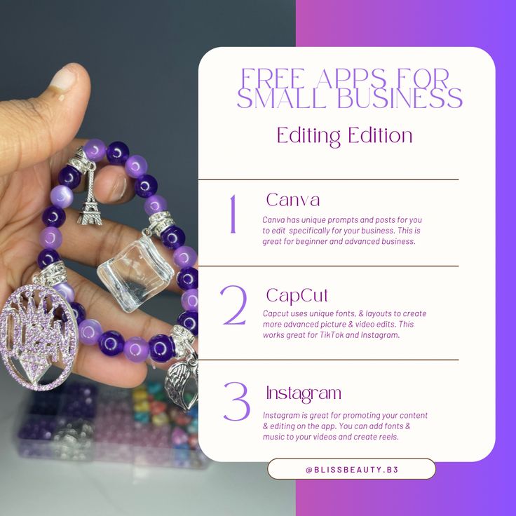 Small business| business ideas| canva app| instagram app| marketing| lash business| bracelet business| capcut editing app| beaded bracelet business| charm bracelets| tiktok video edit| Bracelet Price List, Beads Business Name Ideas, Beaded Bracelet Business, Bracelet Business Name Ideas, Apps For Small Business, Capcut Editing, Bracelet Business, Business Plan Outline, Paper Doll Printable Templates