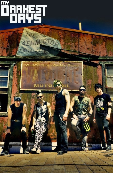 a group of people standing in front of an old building with the words my nearest days on it