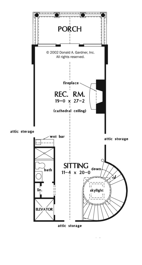 the floor plan for a house with spiral stairs