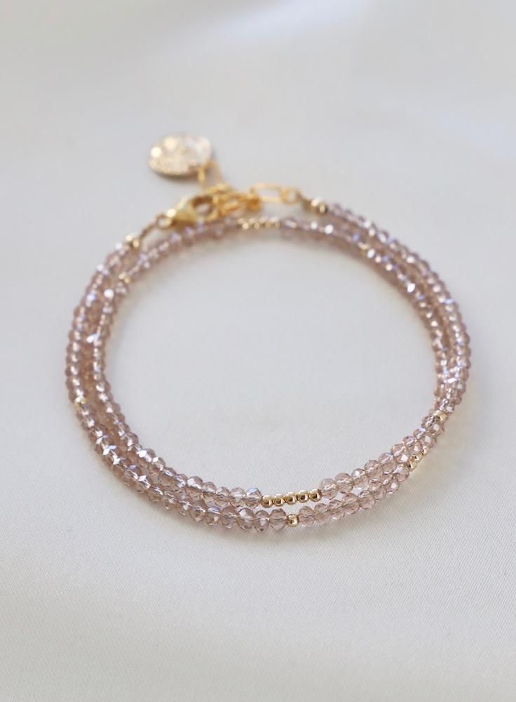 CHAMPAGNE PETITE CRYSTAL DOUBLE WRAP BRACELET Bugle Bead Jewelry, Sorority Jewelry, Gold Beaded Bracelet, Layered Choker Necklace, Ladies Bracelet, Double Wrap Bracelet, Layered Chokers, Sparkly Jewelry, Bracelet Bead