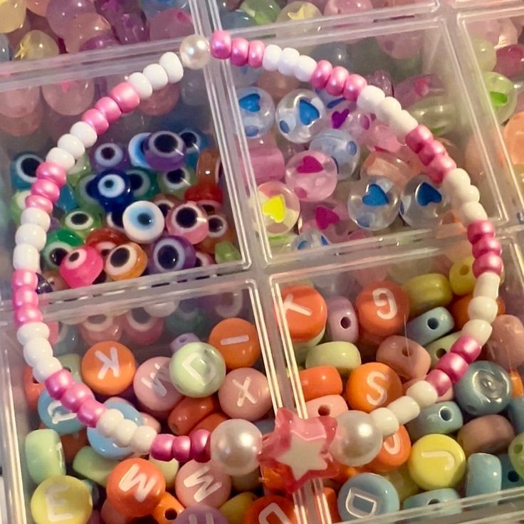 the beads are arranged in different shapes and sizes