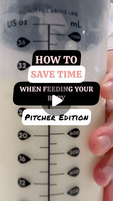 a person holding a measuring cup with the words how to save time when feeding your baby