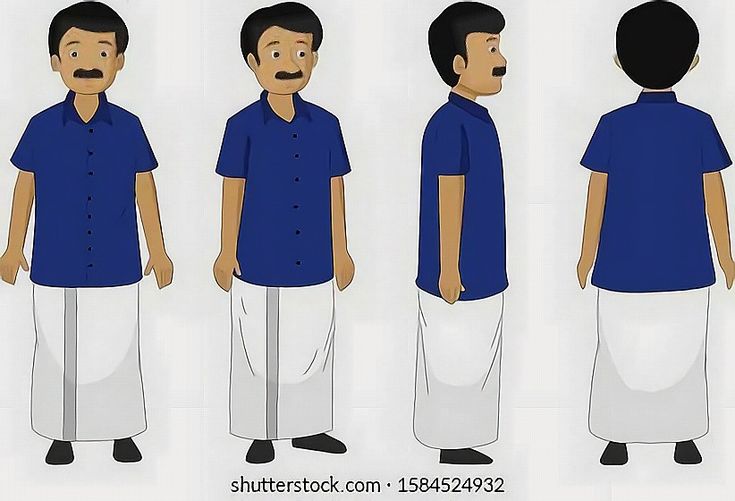 an animated man with different facial expressions and haircuts, standing in various poses